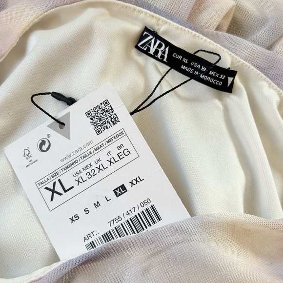 NEW | ZARA MESH PASTEL TIE DYE RUCHED CUT OUT SLEEVELESS MINI DRESS - Picture 9 of 9